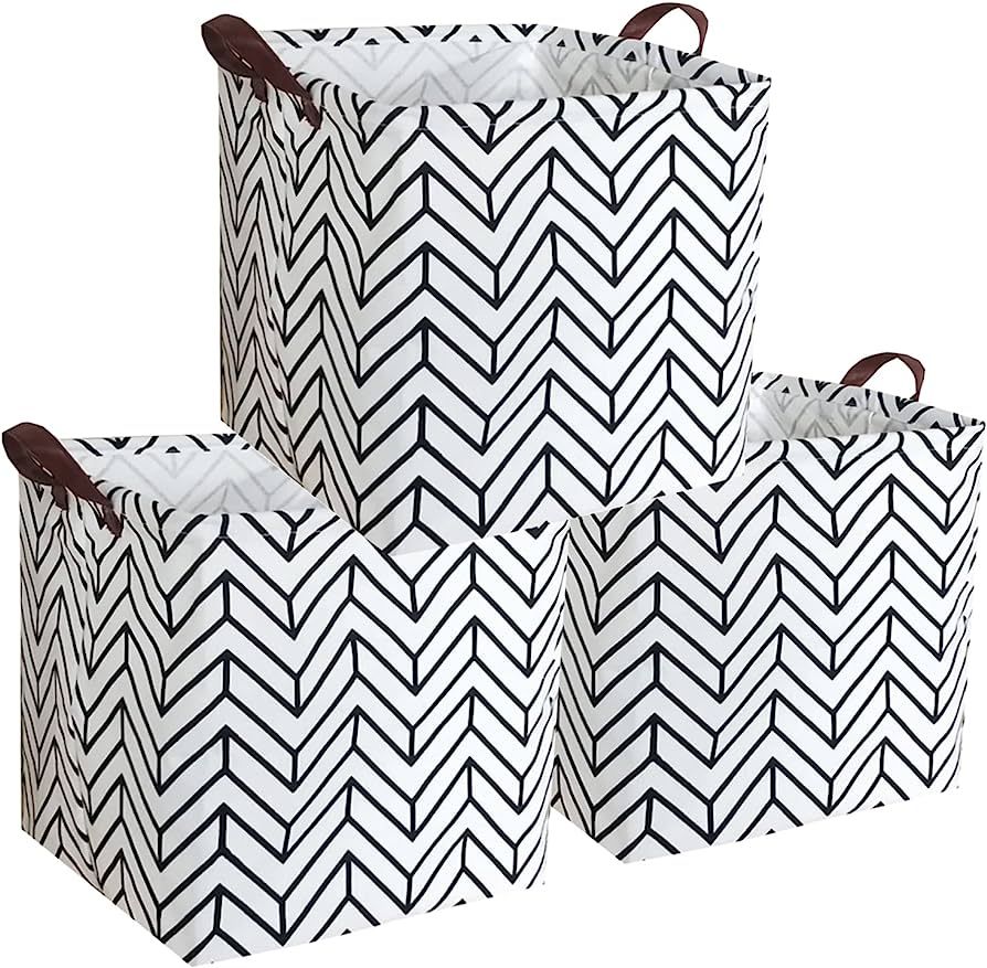 ESSME 3PACK Square Storage Bin,Cotton Fabric Laundry Baskets,Collapsible Waterproof Toy Storage B... | Amazon (US)