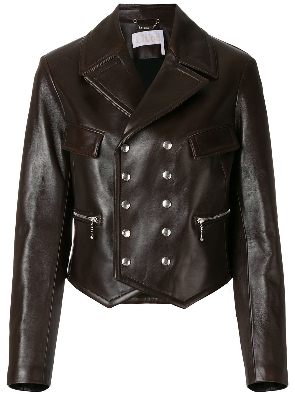 Chloé double-breasted leather jacket - Brown | FarFetch Global