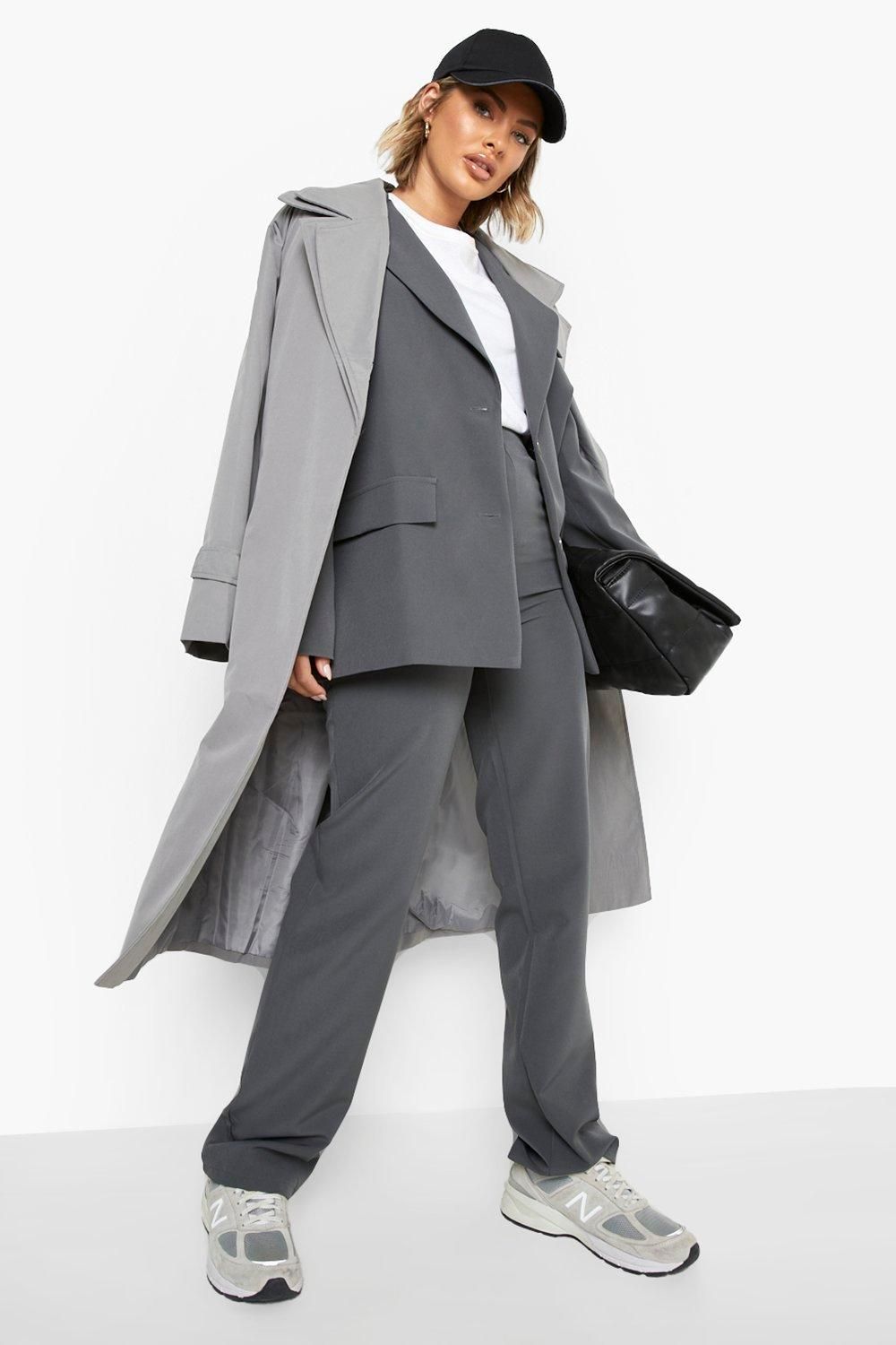 Womens Pocket Detail Relaxed Fit Blazer - Grey - 8 | Boohoo.com (US & CA)