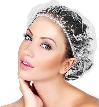 Disposable Shower Caps 100 Pcs - Multi-Purpose Thickening Elastic Bath Cap Plastic Waterproof Cle... | Amazon (US)