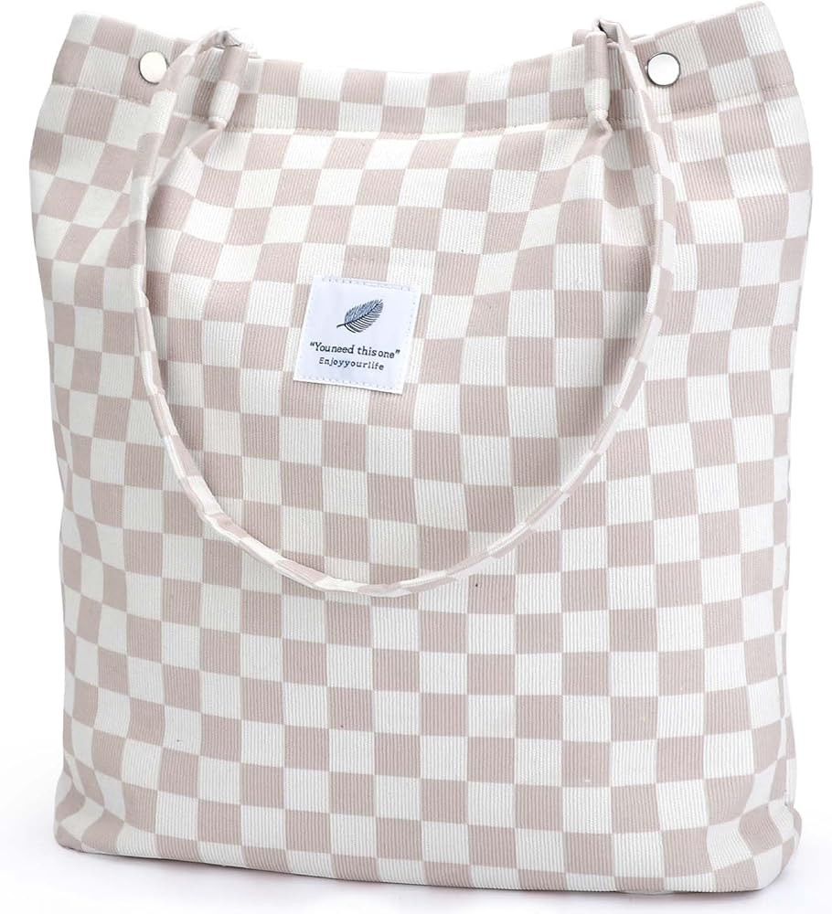 Ayieyill Corduroy Tote Bag for Women Canvas Shoulder Cord Purse with Inner Pocket | Amazon (US)