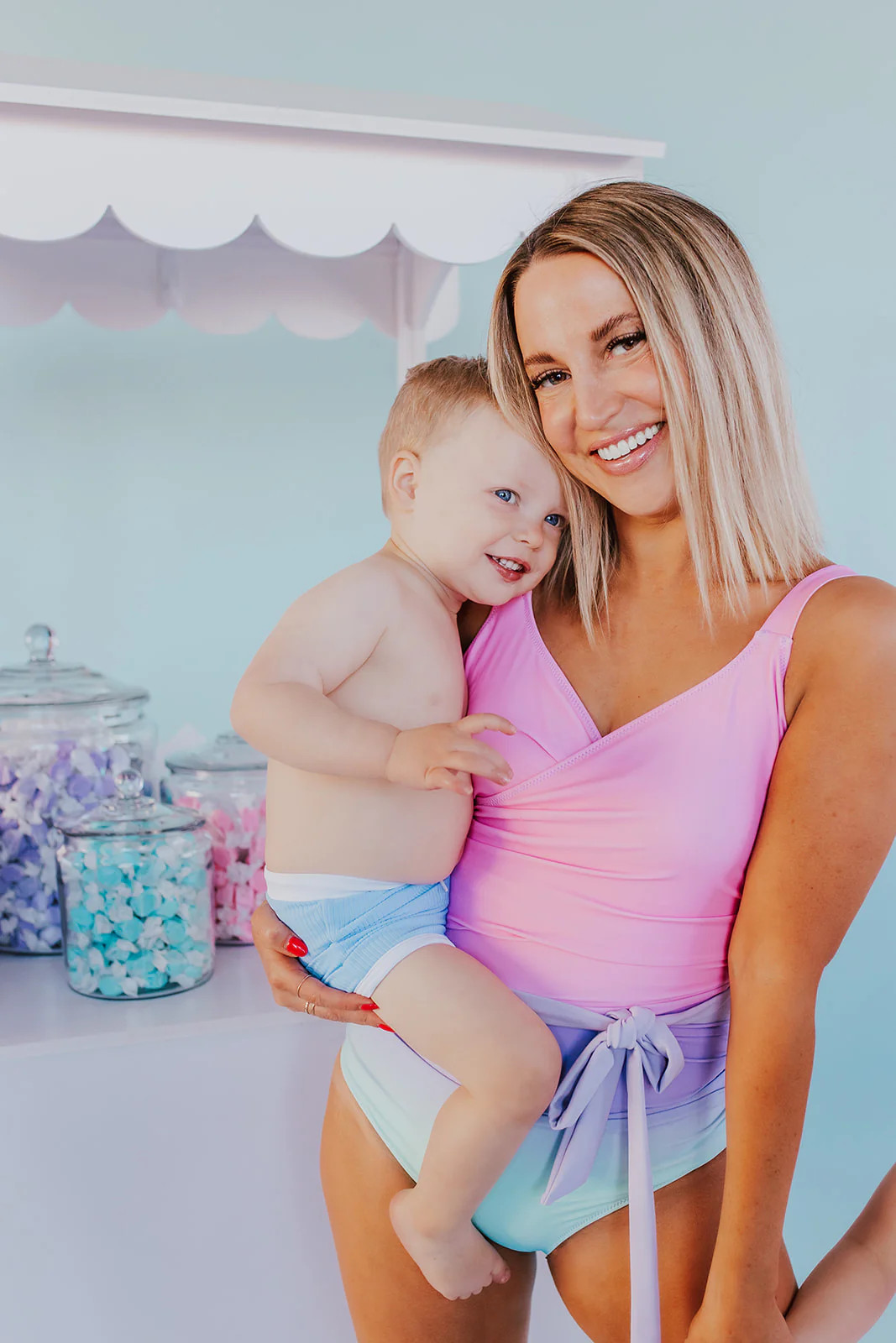 SARAH WRAP ONE PIECE IN COTTON CANDY OMBRE BY SARAH TRIPP X PINK DESERT | Pink Desert