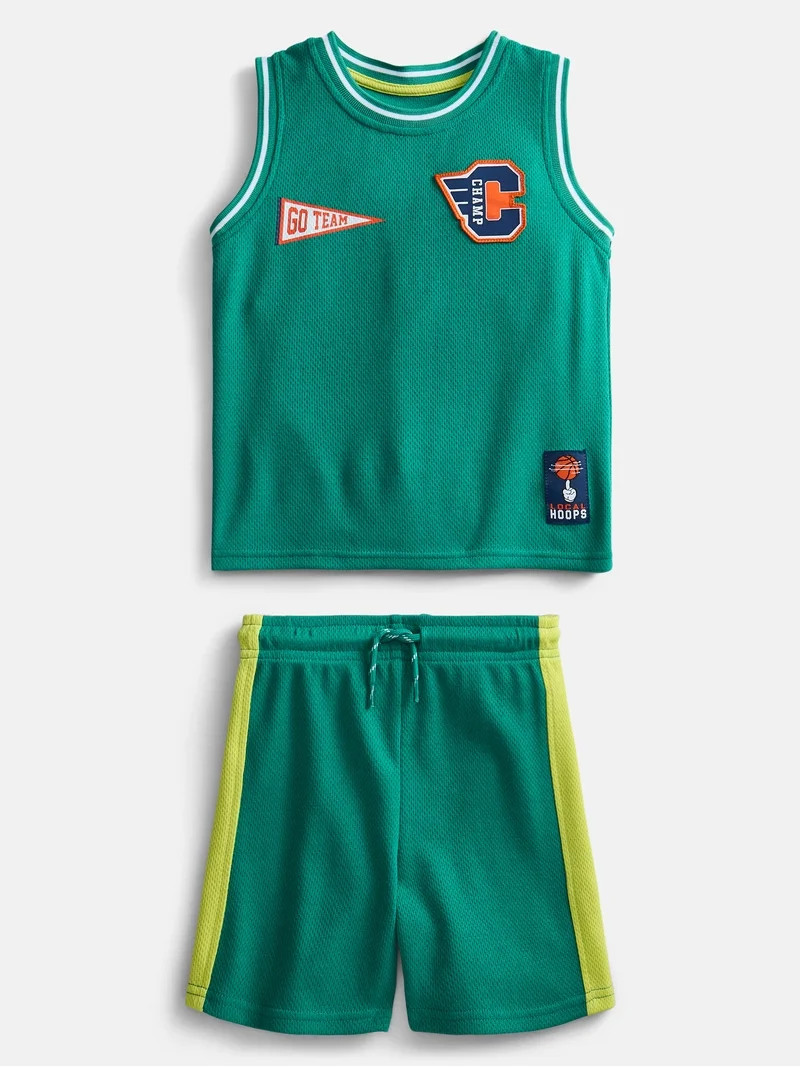 Wonder Nation Toddler Boys Sleeveless Basketball Jersey and Shorts Set, 2-Piece, Sizes 12M-5T | Walmart (US)