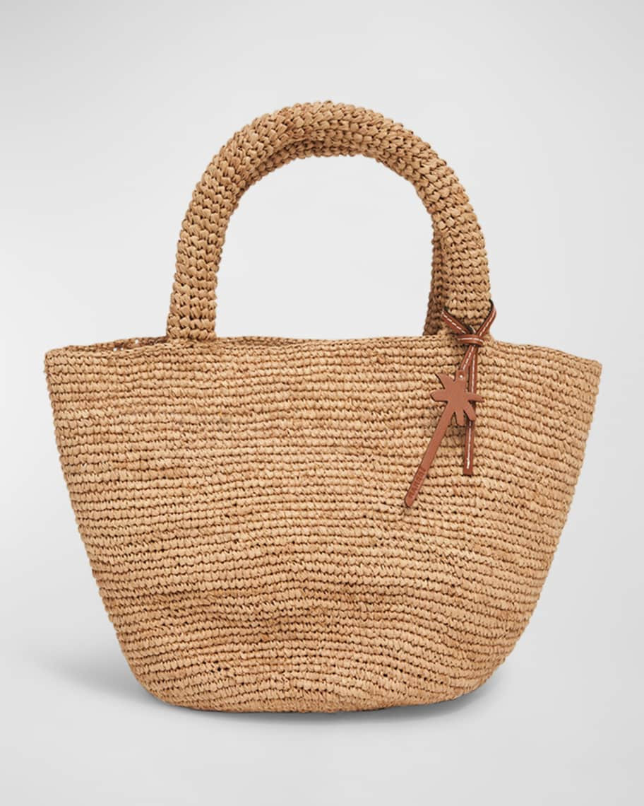 Manebi Medium Summer Raffia Top-Handle Bag | Neiman Marcus
