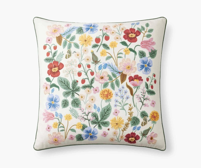 Strawberry Fields Embroidered Pillow Cover | Rifle Paper Co. | Rifle Paper Co.
