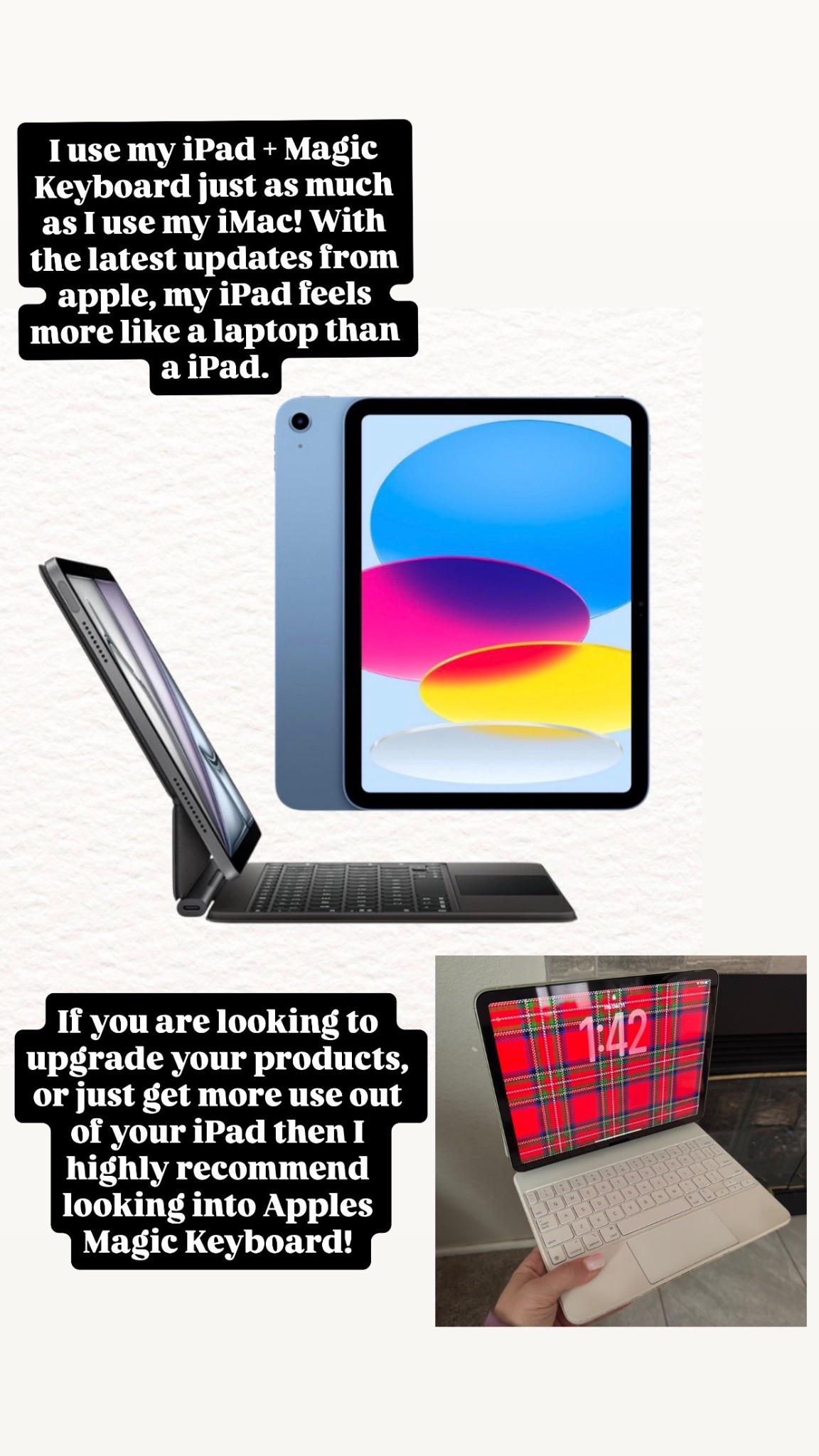 Highly recommended Apples Magic Keyboard and iPad combo! I use mine so much and has been a huge game changer for the work I do! 




Gifts for her
Gifts for him 
Christmas gifts
Tech gift ideas 
Work from home 


#LTKGiftGuide #LTKdayinmylife #LTKHoliday