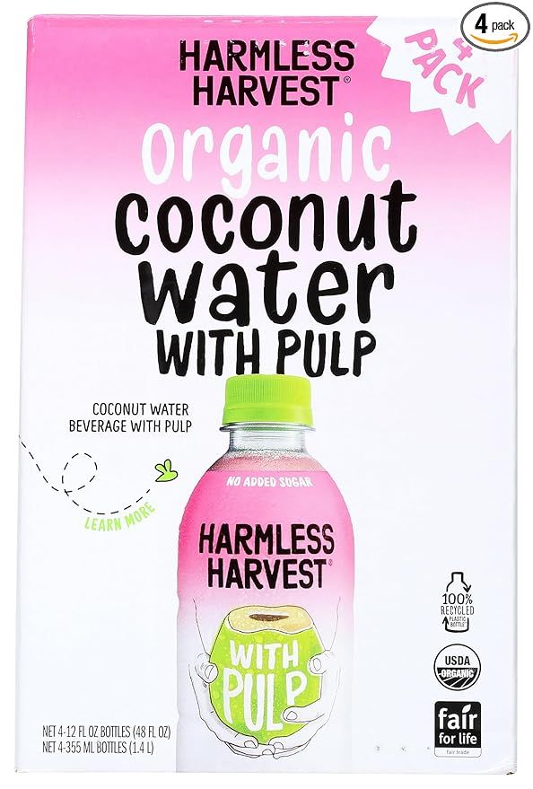 HARMLESS HARVEST Organic Coconut Water with Pulp 4 Pack, 12 FZ | Amazon (US)