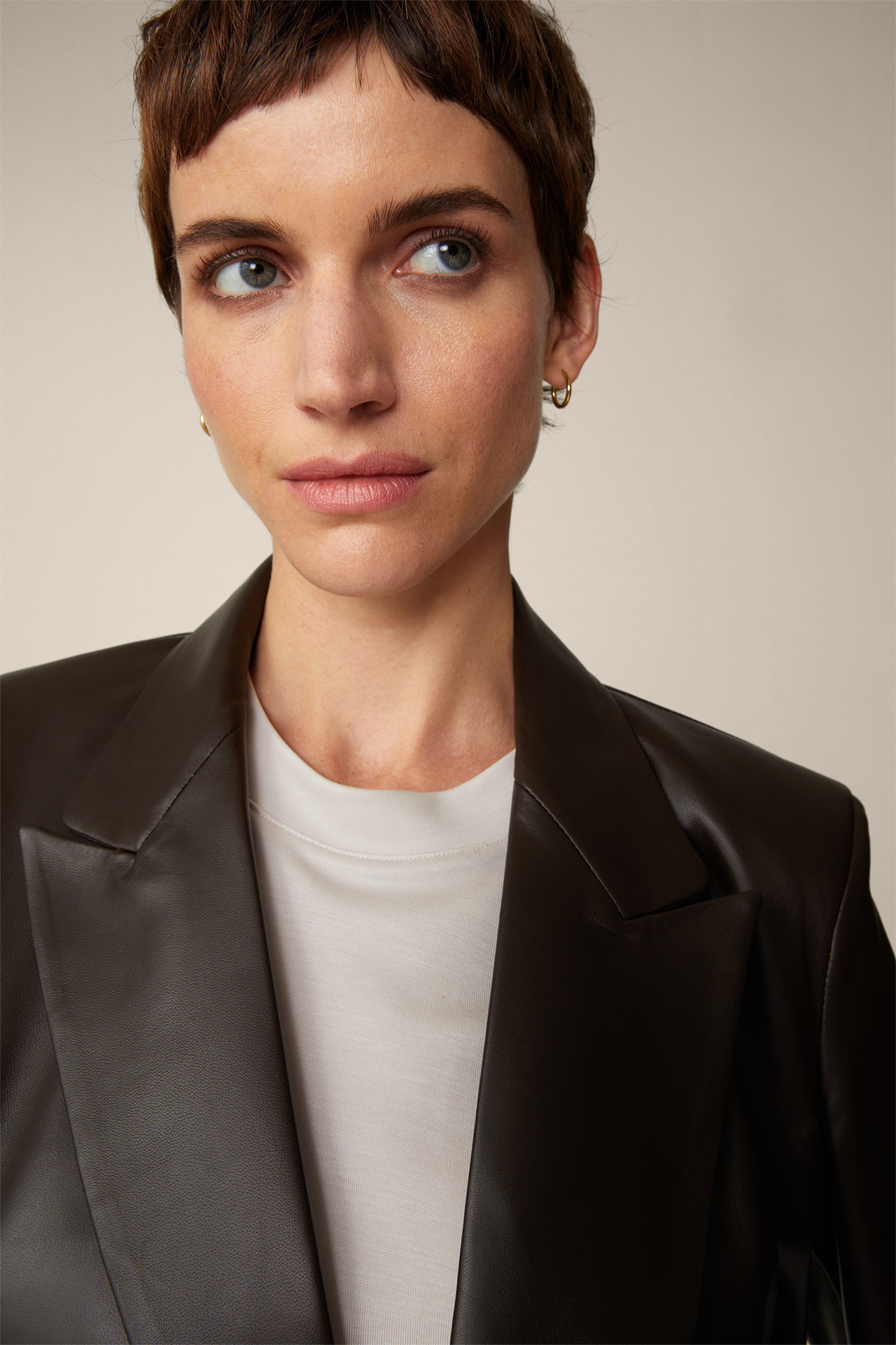 Lammnappa-Leder-Doppelreiher-Long-Blazer in Dunkelbraun - im windsor. Online-Shop | windsor (DE)