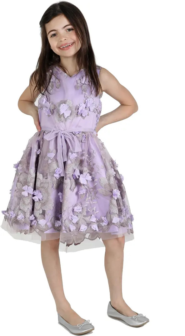 Kids' Floral Embroidered 3D A-Line Dress | Nordstrom