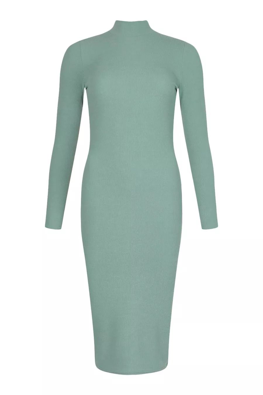 Premium Ribbed High Neck Midi Dress | Boohoo.com (US & CA)