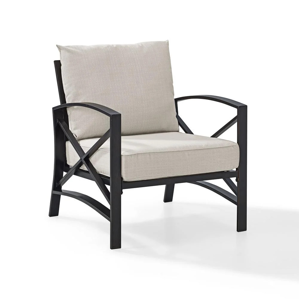 Crosley Furniture Kaplan Metal Patio Arm Chair in Oil Bronze and Oatmeal | Walmart (US)