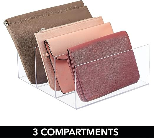 mDesign Plastic Purse/Handbag Organizer - Closet Divided Storage for Bags, Clutches, Wallets, Wri... | Amazon (US)