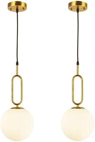 BAODEN 1 Lights Modern Globe Pendant Light Fixture Set of 2 Mid Century Chandelier Brushed Brass ... | Amazon (US)