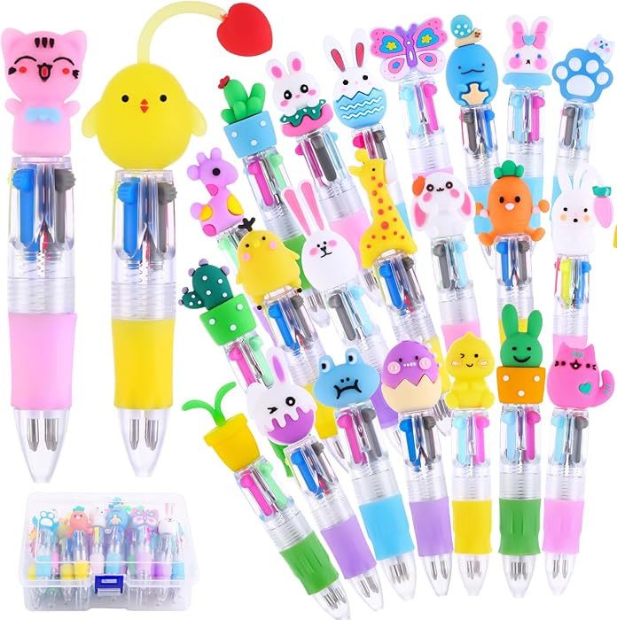 24PCS Easter Fun Pens 0.7mm Cute Bunny Egg Multicolor Ballpoint Pens Retractable 4 Colors in 1 fo... | Amazon (US)