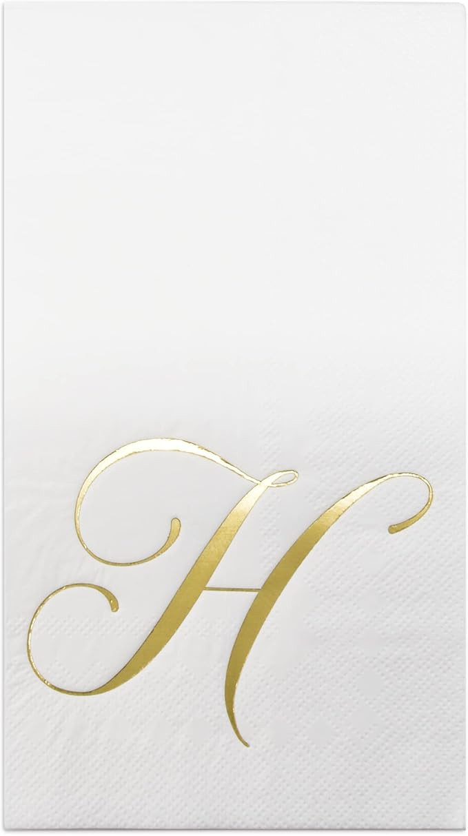Gift Boutique 100 Gold Monogram Guest Napkins Letter H Disposable Paper Pack Elegant Metallic Gol... | Amazon (US)