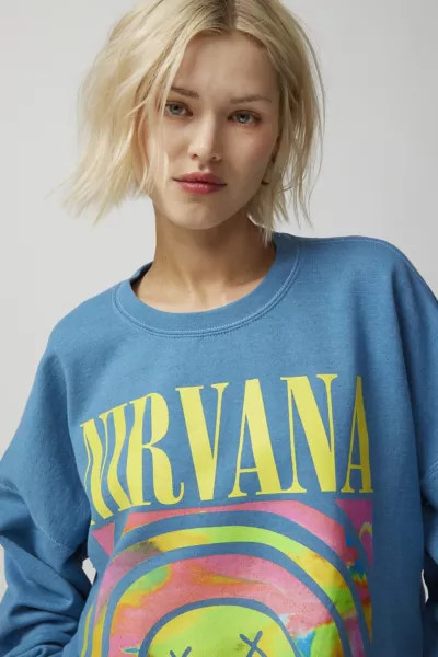 Nirvana Smile Overdyed Crew Neck Sweatshirt | Urban Outfitters (US and RoW)