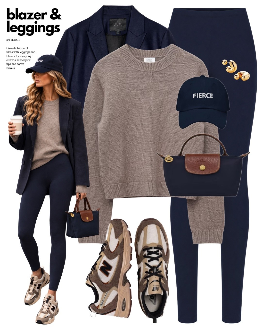 Navy leggings navy blazer Longchamp mini bag taupe jumper athleisure look

#LTKuk #LTKautumn #LTKeurope