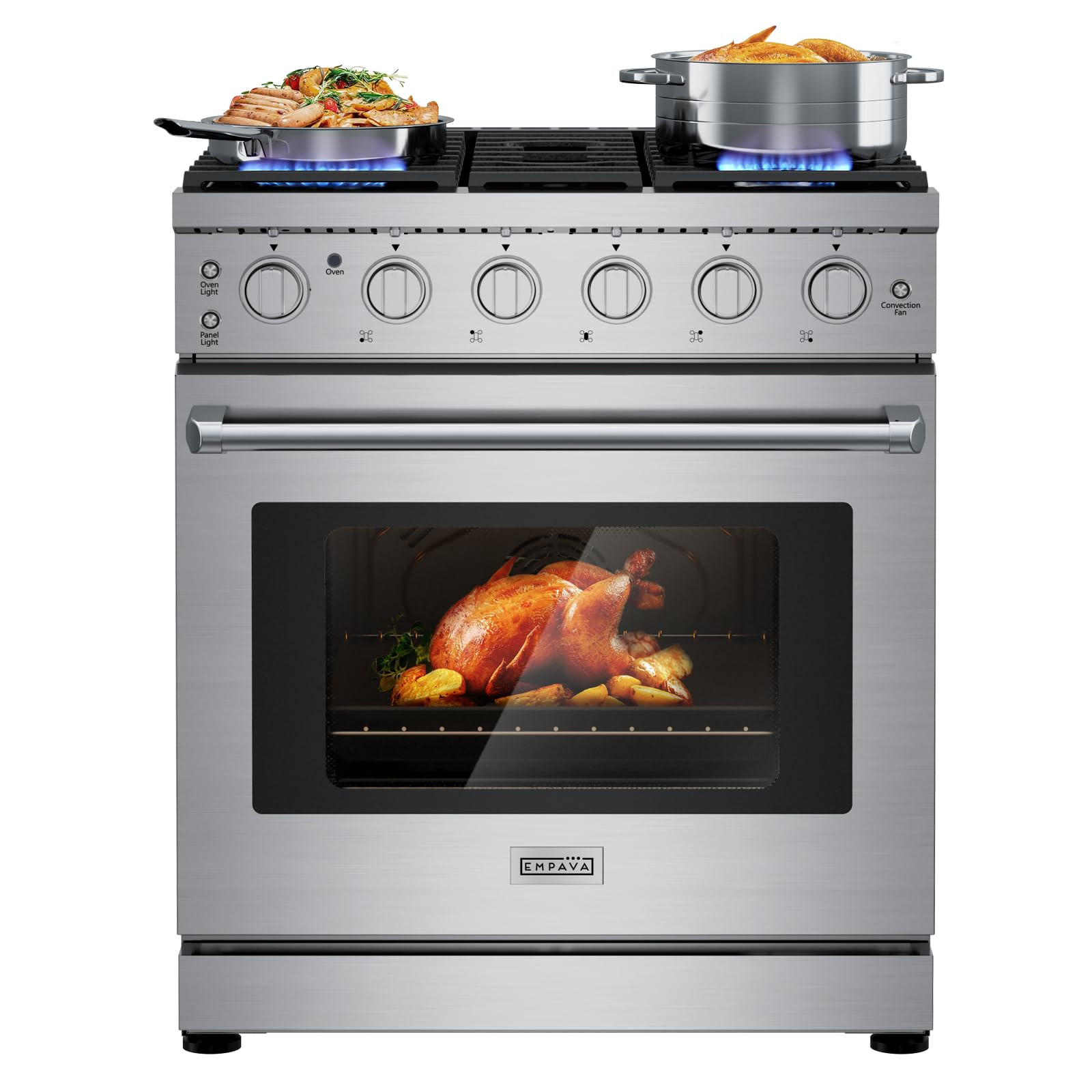 Empava 30" Slide-In Freestanding Gas Range with 5 Sealed Burners, Cast Iron Grates and 4.55 cu. f... | Amazon (US)