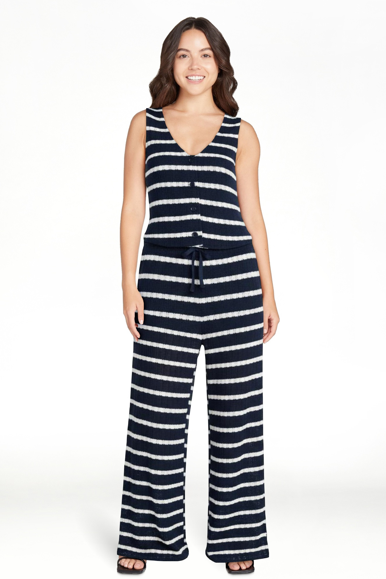 No Boundaries Sleeveless Button Vest and Pants, 2-Piece Set, Women’s XXS-XXL | Walmart (US)