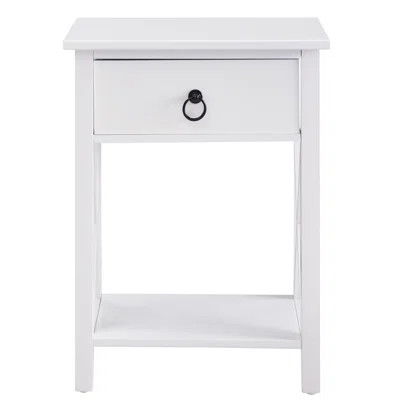 Small Night Stand with Storage Shelf and Drawer, Solid Wood Nightstand for Bedrooms | Wayfair Professional