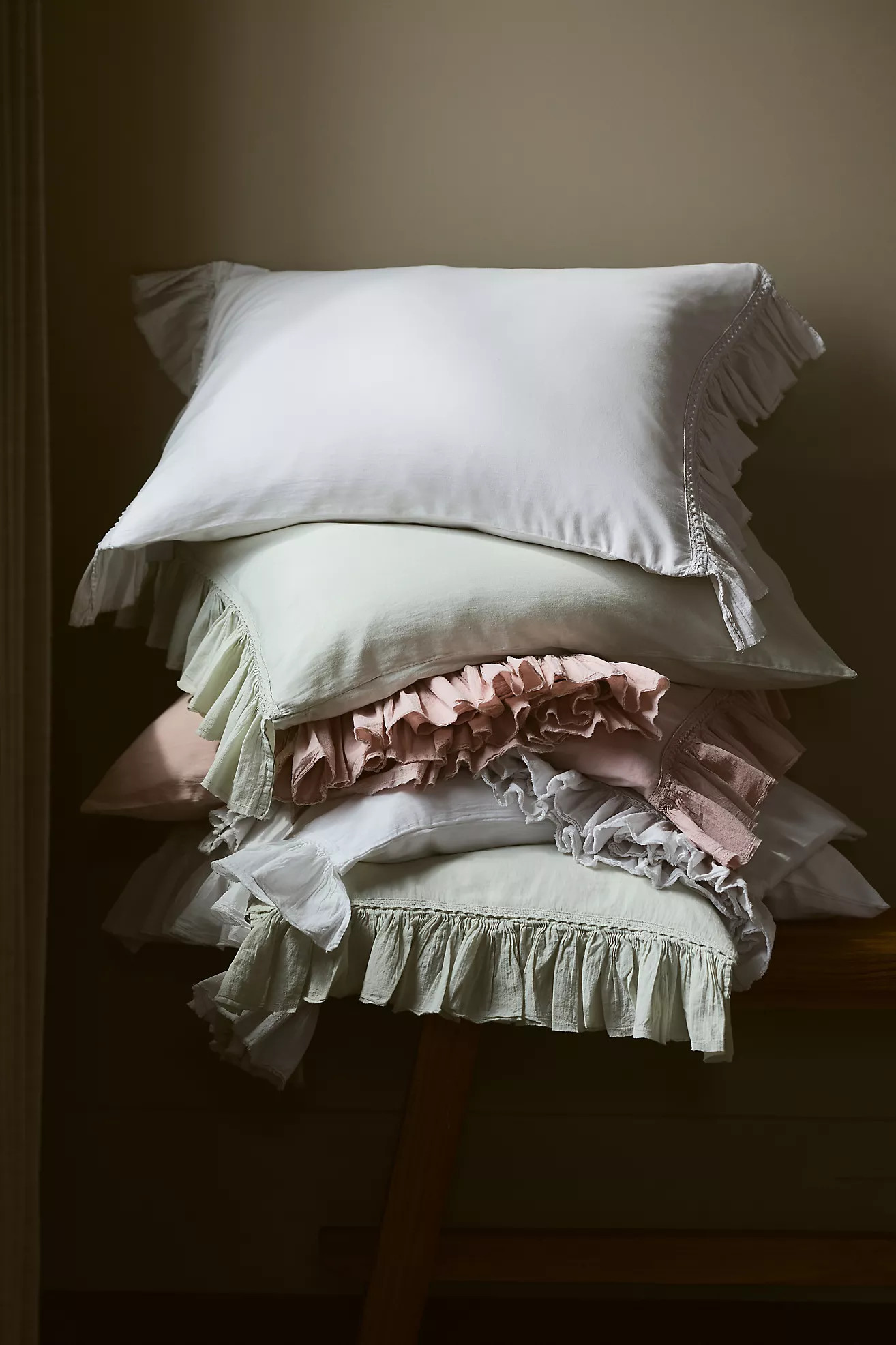 Organic Cotton Spa Sateen Ruffled Shams, Set of 2 | Anthropologie (US)