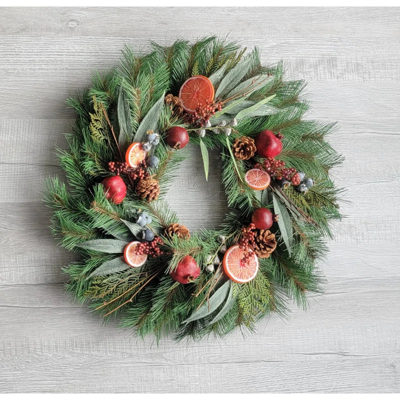Primrue 24" Pomegranate Orange Wreath & Reviews | Wayfair | Wayfair North America