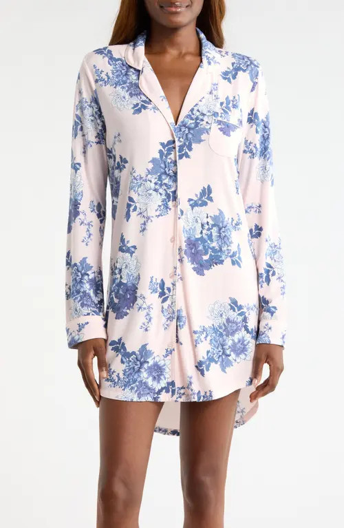 Nordstrom Moonlight Eco Nightshirt in Pink- Blue Primavera Floral at Nordstrom, Size X-Large | Nordstrom