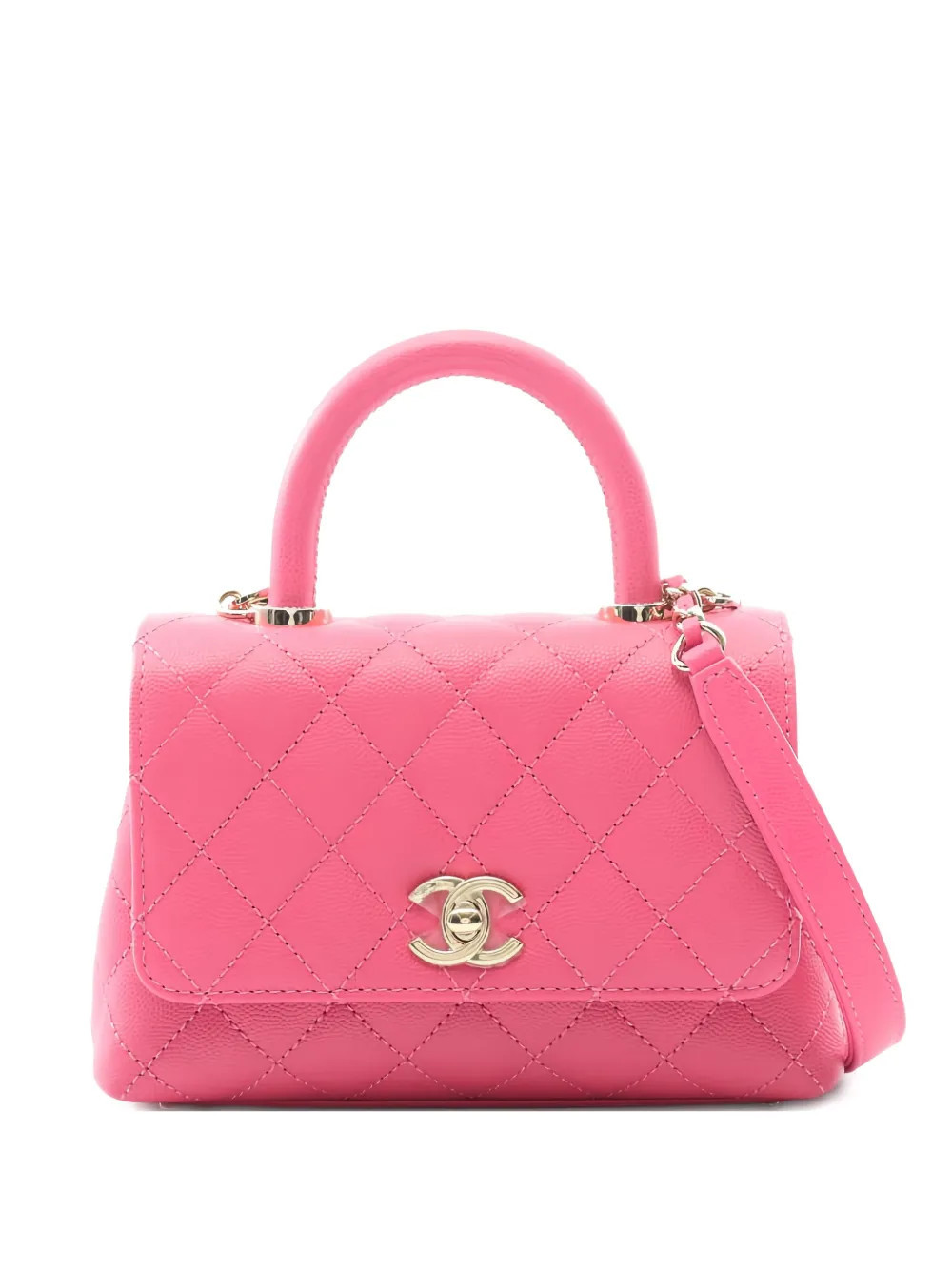 CHANEL Pre-Owned 2021s xxs Coco Handle quilted handbag - Pink | Farfetch Global