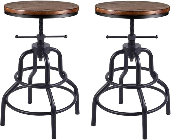 Topower American Antique Industrial Design Metal Adjustable Height Bar Stool Chair Kitchen Dining... | Amazon (US)