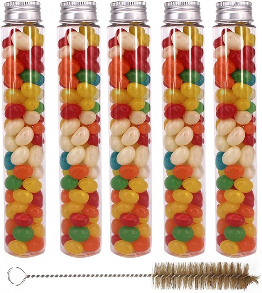 15 Pack 100ml Clear Plastic Test Tubes with Screw Caps and 1 Cleaning Brush - Gumball Candy Tubes... | Amazon (US)