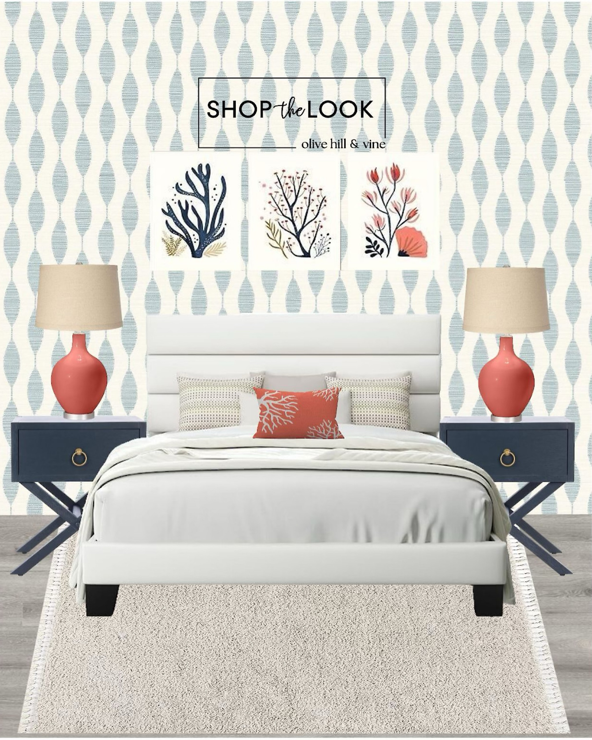Dive into a serene under-the-sea escape with our sophisticated bedroom design. Ivory and blue tones with coral accents bring the ocean's beauty indoors. From minimalist coral art to a plush velvet bed, these pieces are just a click away, making it easy to recreate this chic coastal vibe at home. 

#LTKHome #LTKKids #LTKFamily