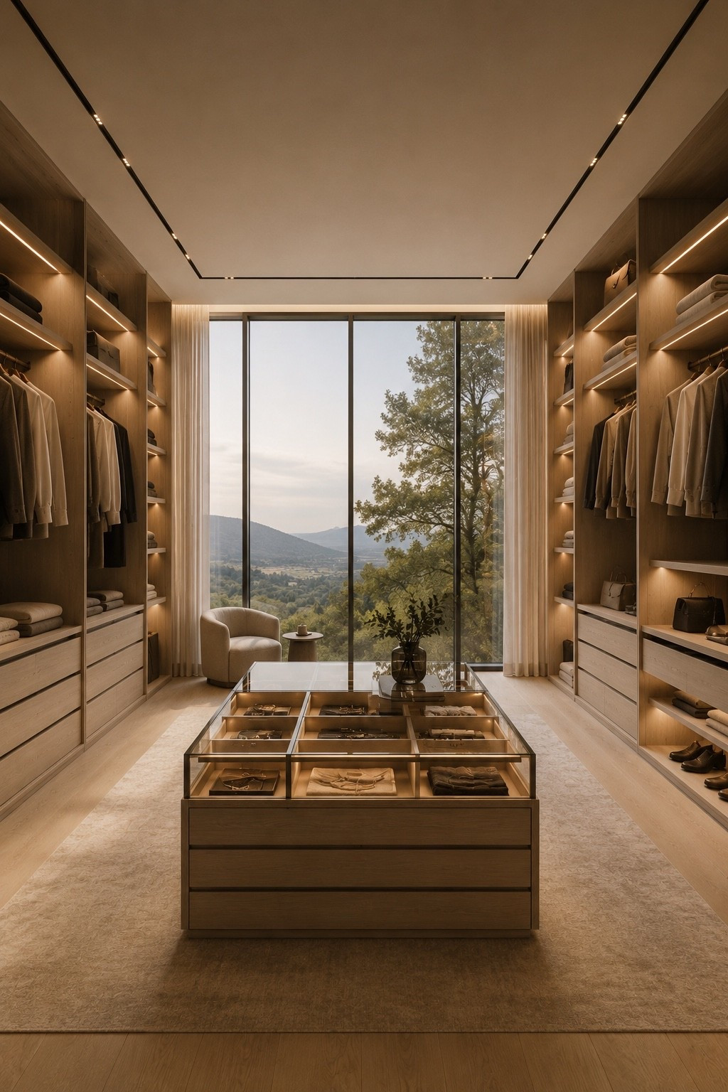 Elegant walk-in closet with warm lighting, custom storage, and a refined boutique-style feel.

#walkincloset #luxurycloset #closetdesign #closetinspo #dressingroom #customcloset #interiordesign #homedecor #neutralinterior #luxuryinteriors #closetorganization #modernhome #builtinstorage #eleganthome #pinteresthome #ltkhome #dreamcloset #designerstyle #softluxury #homeinspiration