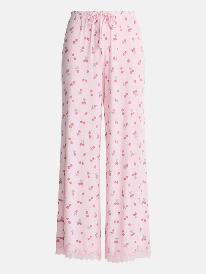 Joyspun Women’s Lace Trim Ribbed Pants, 30'' Inseam, Sizes XS-3X | Walmart (US)