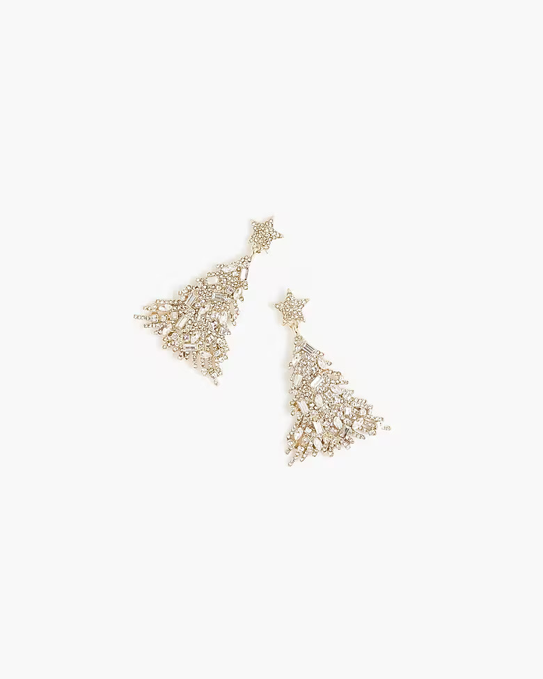 Christmas tree crystal pavé statement earrings | J.Crew Factory