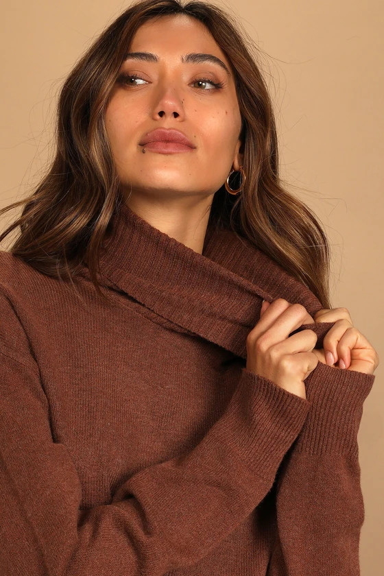 Amazing Memories Brown Cowl Neck Sweater | Lulus