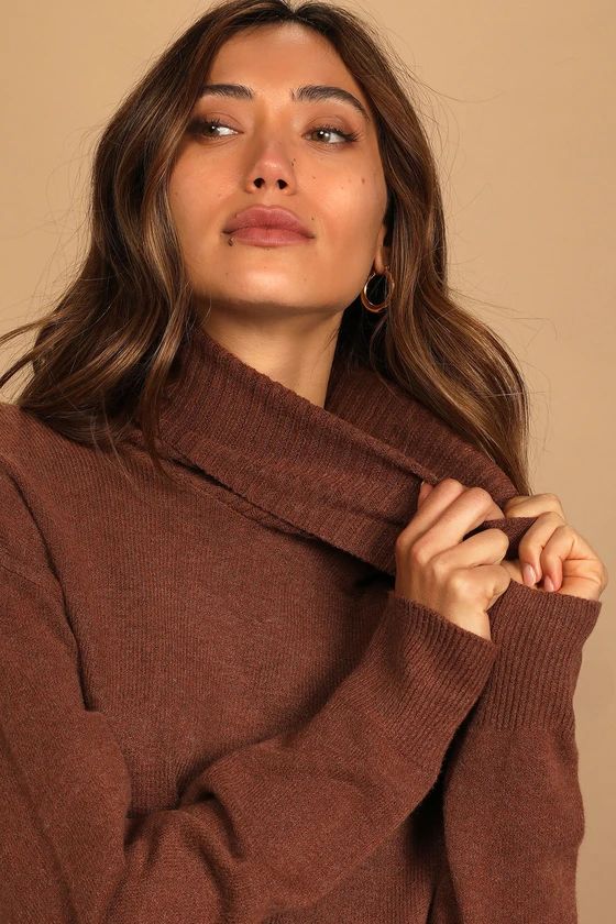 Amazing Memories Brown Cowl Neck Sweater | Lulus (US)