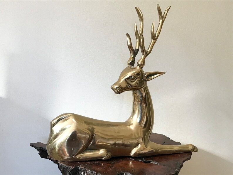 Mid-Century Brass Deer Stag Buck Reindeer 18” Large Brass Deer 1970s By CaliforniaDreamin4Me | Etsy (US)