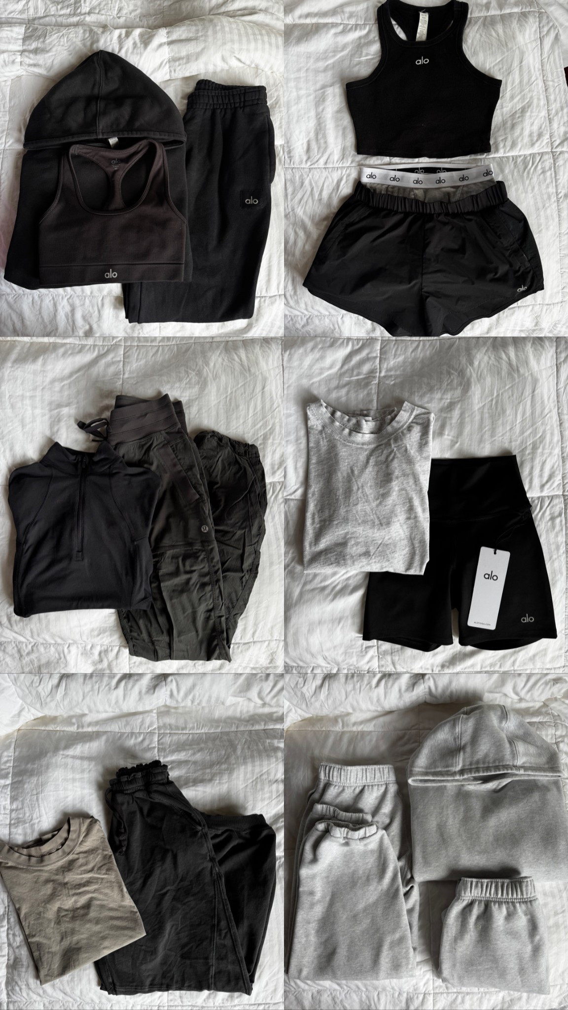 Pack with me
 Aerie pants- xs
All yours tees - 4
Alo shorts - xxs
Alo top - xs
Alo short- xs
Alo tank - xs/s
Alo boy shorts - xs
Alo biker shorts - xs
All yours tee - 4
Alo hoodie - s
Alo sweat pants - xs
Alo bra - xs
Scuba joggers - s
Scuba shorts - xs
Steady state - s
Dance studio pants - 4
Ready to rulu - s
