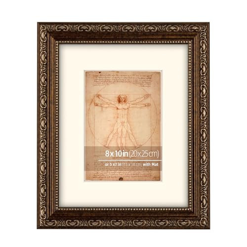 WYNCO 8x10 Antique Duqqa Brown and Silver Scrollwork Ornate Classic Picture Frame, Matted for 5x7 inches Photos, made by 1.25 in Wide Embossed Frame and Real Glass Cover | Amazon (CA)