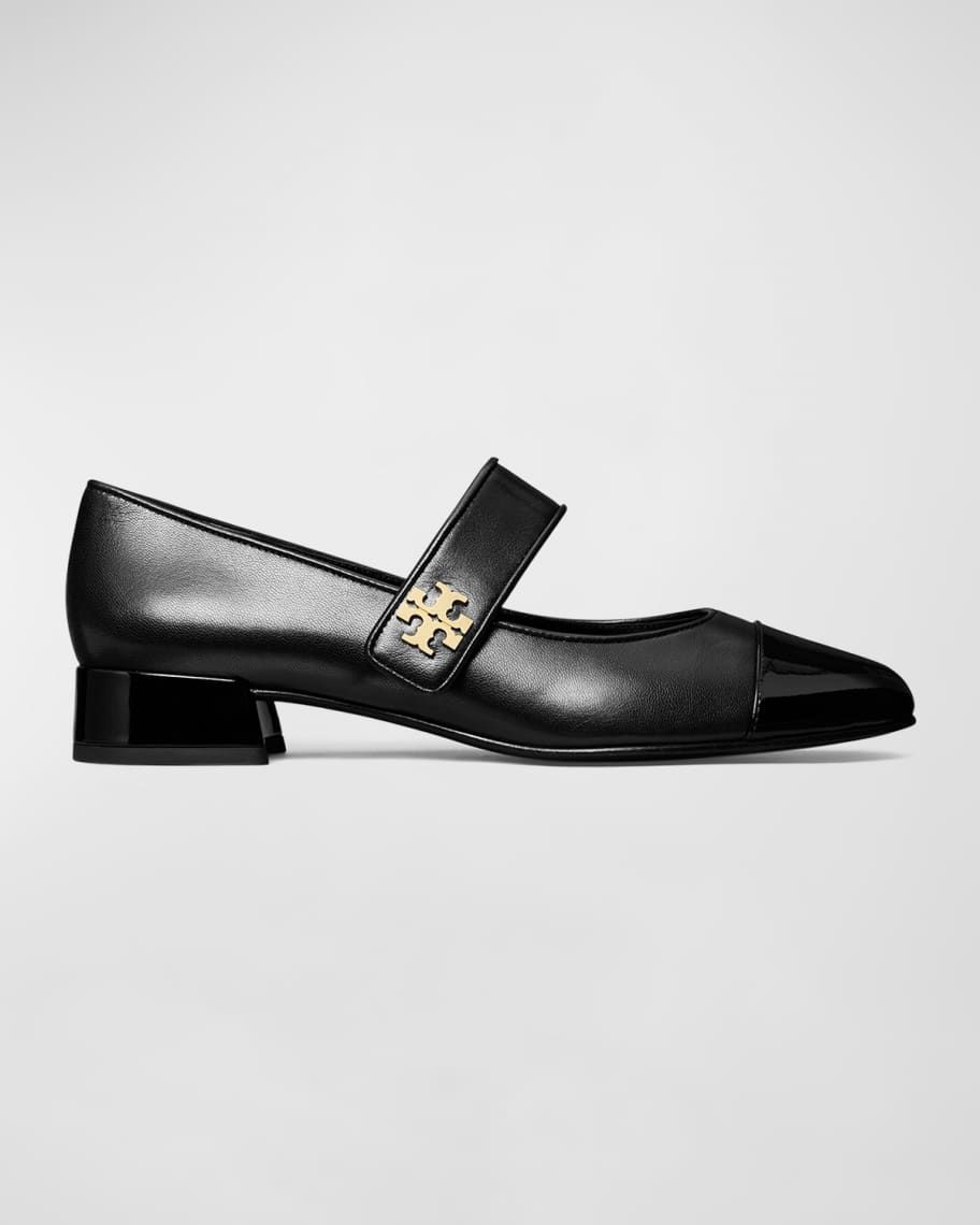 Tory Burch Mary Jane Cap-Toe Leather Ballerina Flats | Neiman Marcus