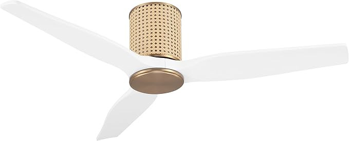 48" Ceiling Fan No Light - Low Profile Flush Mount Ceiling Fan, 6-Speed Remote Control, Solid Woo... | Amazon (US)