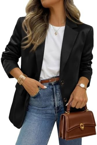 BTFBM Satin Long Sleeve Blazers for Women 2026 | Work Office Suit Jackets with Pockets,Business C... | Amazon (US)