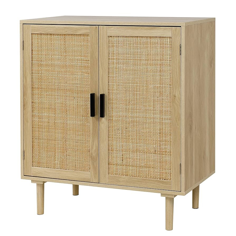 Finnhomy Sideboard Buffet Cabinet, Kitchen Storage Sideboard with Rattan Decorated Doors, Liquor ... | Amazon (US)