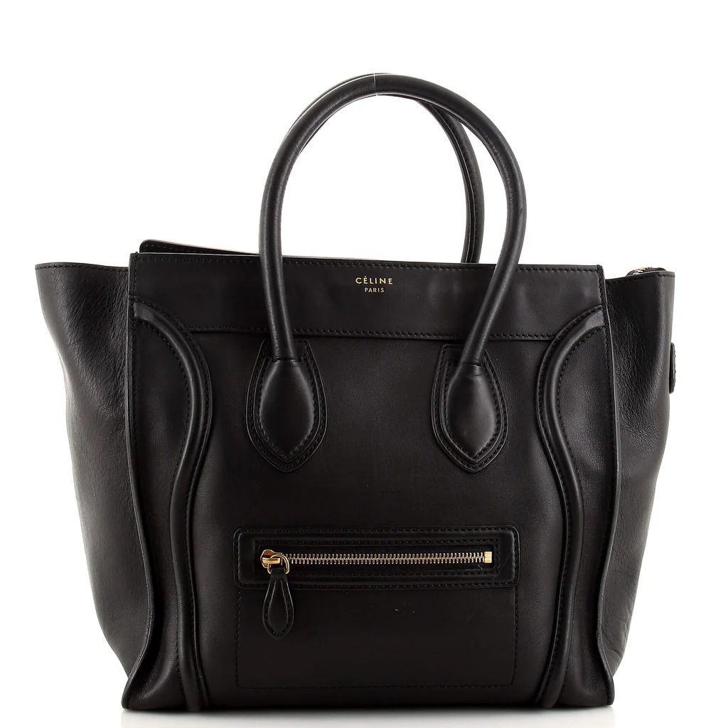 Celine Luggage Bag Smooth Leather Mini Black 14541862 | Rebag