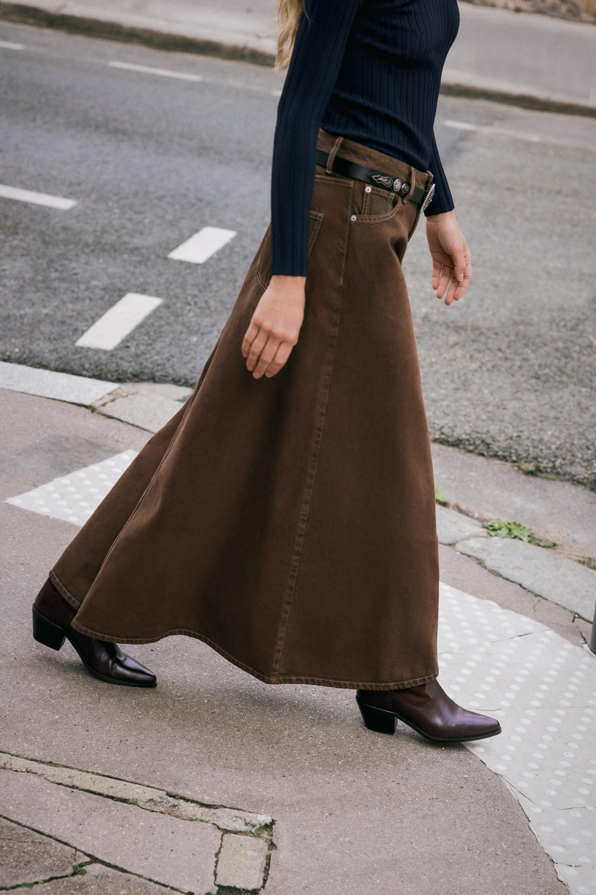 Z1975 DENIM MIDI TIERED SKIRT | Zara UK