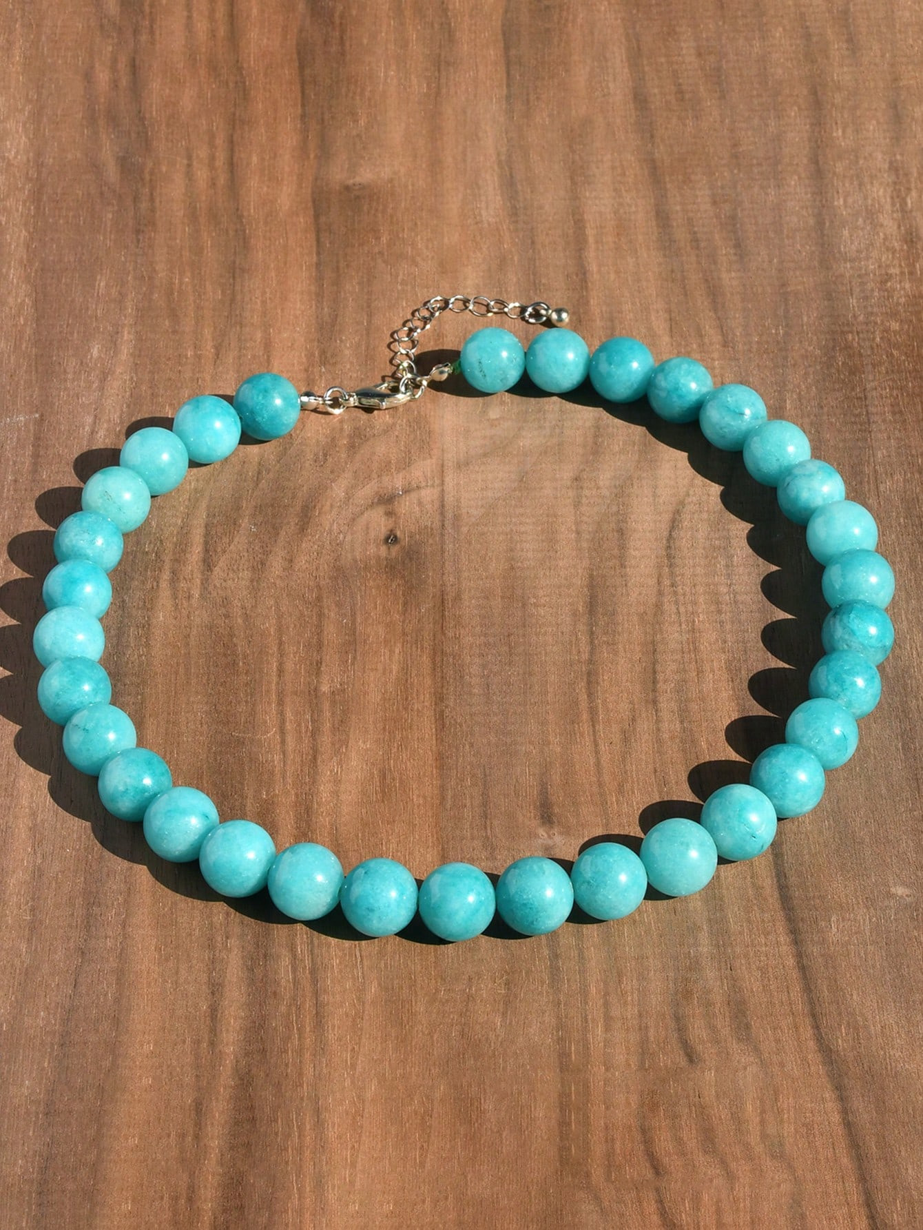 12mm Natural Stone Bead Necklace, Fashionable Dopamine Inspired Colorful Vintage Exaggerated Chok... | SHEIN
