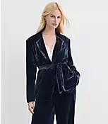 Velvet Belted Modern Blazer | LOFT