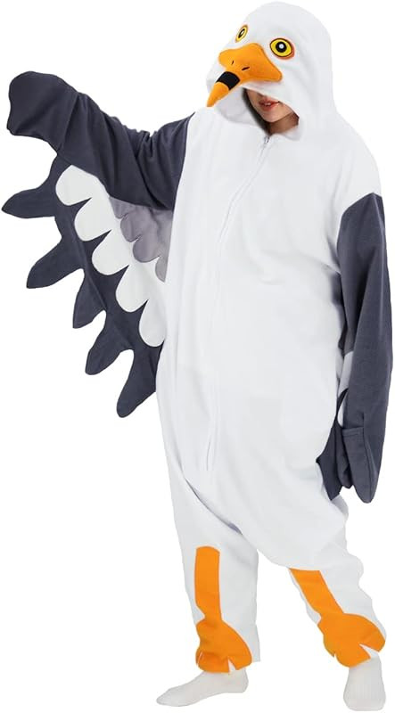 Adult Seagull One Piece Pajamas Animal Cosplay Halloween Costume for Men Women | Amazon (US)