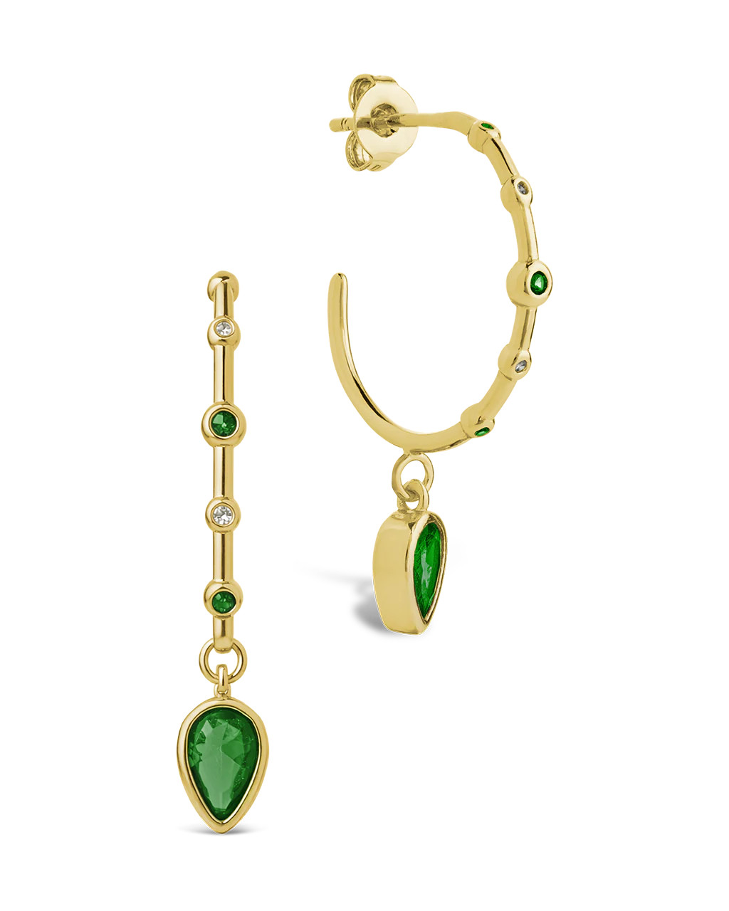 Bezel CZ Station Hoop Earrings | Sterling Forever