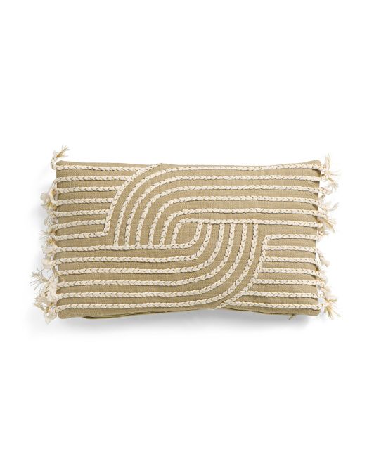 20x12 Embroidered Pillow With Tassel Edges | TJ Maxx